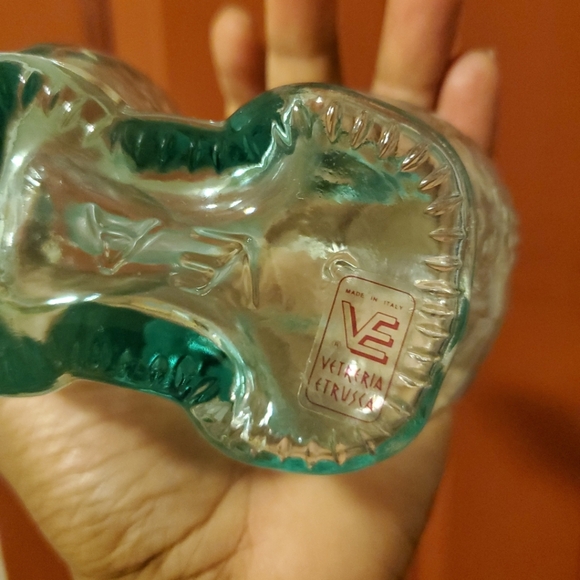 Art Glass  7" Aquamarine Poodle Dog DECANTER Stopper Genie Bottle Italy - Picture 4 of 6